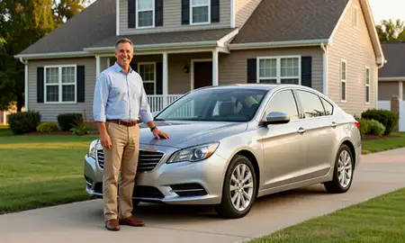 Customer with their delivered car in Oakville, Missouri, United States
