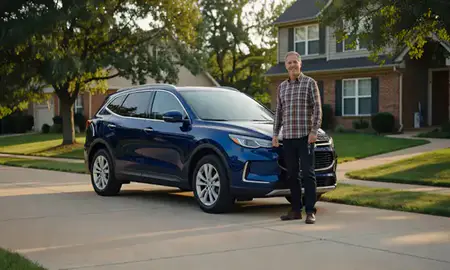 Car delivered to a driveway in Oakville, Missouri, United States
