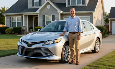 Customer with their delivered car in Raytown, Missouri, United States