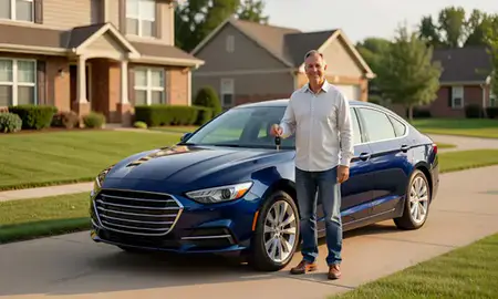 Car delivered to a driveway in Raytown, Missouri, United States