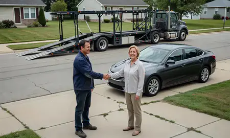 Vehicle owner beside their delivered car in Raytown, Missouri, United States
