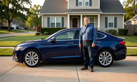 Car delivered to a driveway in Springfield, Missouri, United States