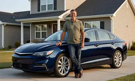 Customer with their delivered car in St. Charles, Missouri, United States