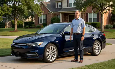 Car delivered to a driveway in St. Charles, Missouri, United States