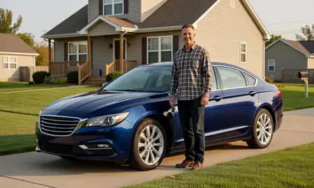 Car delivered to a driveway in St. Joseph, Missouri, United States