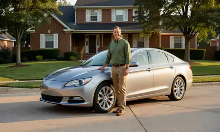 Customer with their delivered car in St. Louis, Missouri, United States