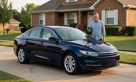 Car delivered to a driveway in St. Louis, Missouri, United States