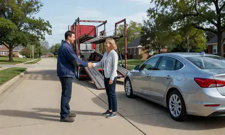 Vehicle owner beside their delivered car in St. Louis, Missouri, United States