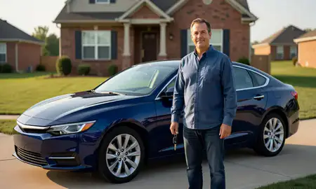Car delivered to a driveway in St. Peters, Missouri, United States