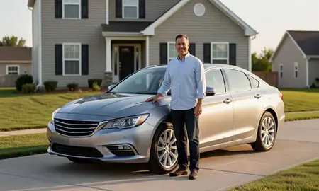 Customer with their delivered car in Wentzville, Missouri, United States