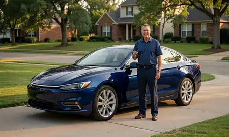 Car delivered to a driveway in Wildwood, Missouri, United States