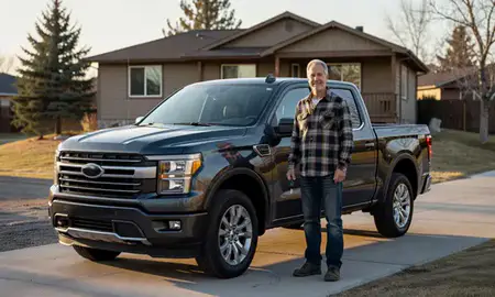 Car delivered to a driveway in Montana, United States