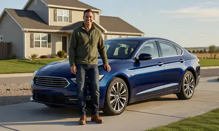 Customer with their delivered car in Anaconda, Montana, United States