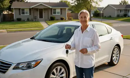 Car delivered to a driveway in Anaconda, Montana, United States