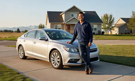 Customer with their delivered car in Belgrade, Montana, United States