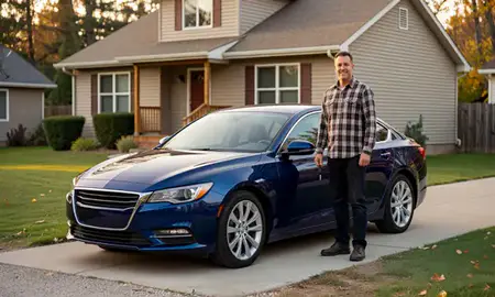 Car delivered to a driveway in Belgrade, Montana, United States