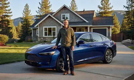 Customer with their delivered car in Bigfork, Montana, United States