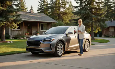 Car delivered to a driveway in Bigfork, Montana, United States