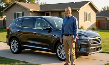Car delivered to a driveway in Billings, Montana, United States