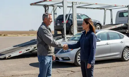 Vehicle owner beside their delivered car in Billings, Montana, United States