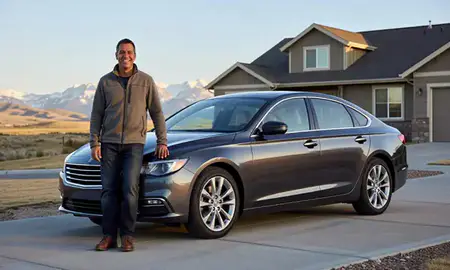 Customer with their delivered car in Bozeman, Montana, United States