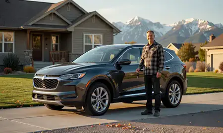 Car delivered to a driveway in Bozeman, Montana, United States