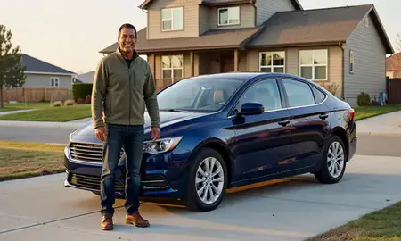 Customer with their delivered car in Butte, Montana, United States