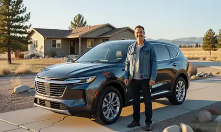Car delivered to a driveway in Butte, Montana, United States