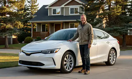 Customer with their delivered car in Evergreen, Montana, United States