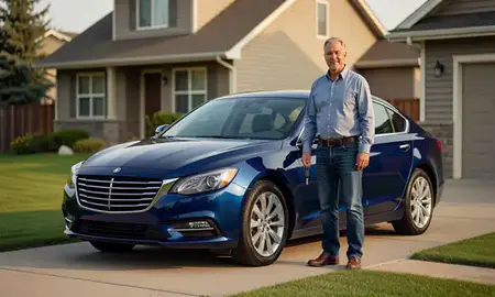 Car delivered to a driveway in Evergreen, Montana, United States