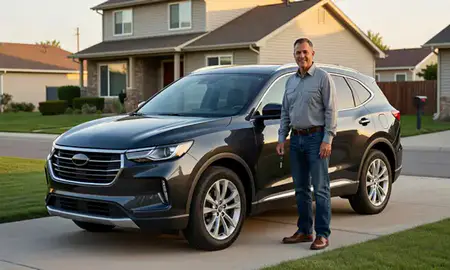 Car delivered to a driveway in Great Falls, Montana, United States