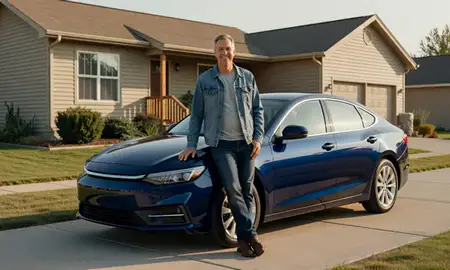Customer with their delivered car in Hamilton, Montana, United States