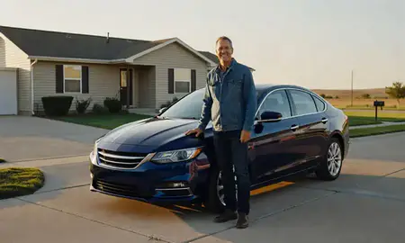 Customer with their delivered car in Havre, Montana, United States