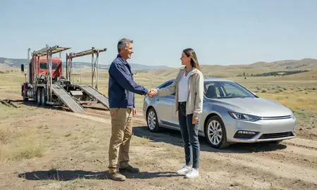 Vehicle owner beside their delivered car in Helena Valley Southeast, Montana, United States