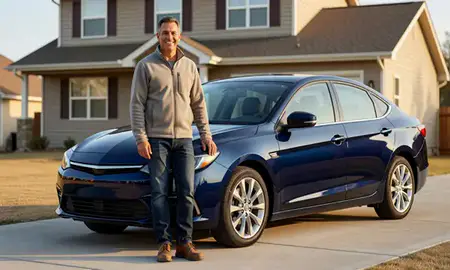 Customer with their delivered car in Helena, Montana, United States