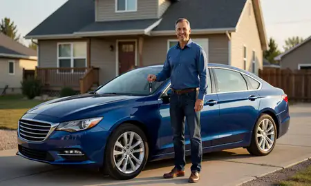 Car delivered to a driveway in Helena, Montana, United States