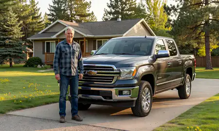 Car delivered to a driveway in Kalispell, Montana, United States