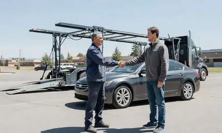 Vehicle owner beside their delivered car in Kalispell, Montana, United States