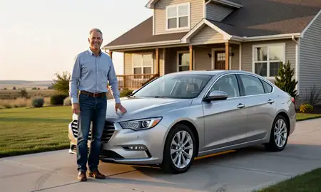 Customer with their delivered car in Lewistown, Montana, United States