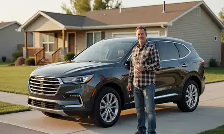 Car delivered to a driveway in Lewistown, Montana, United States