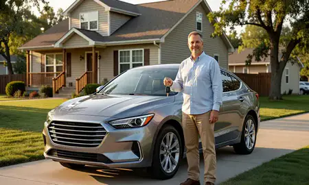 Car delivered to a driveway in Livingston, Montana, United States