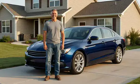 Customer with their delivered car in Lockwood, Montana, United States