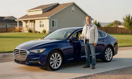 Car delivered to a driveway in Lolo, Montana, United States
