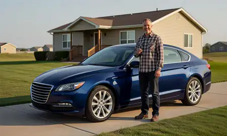 Car delivered to a driveway in Malmstrom AFB, Montana, United States