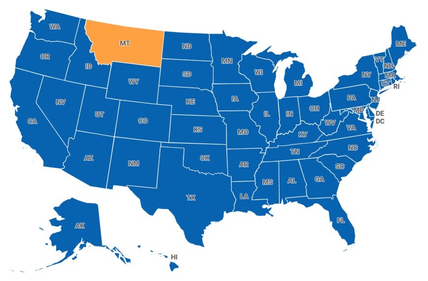 Map of Montana, USA