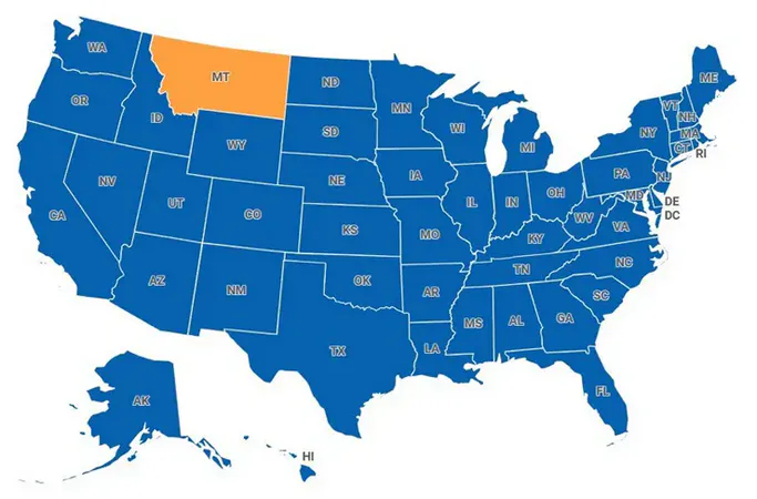 Map of Montana, United States