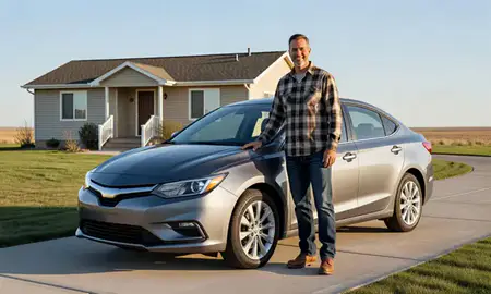 Customer with their delivered car in Miles City, Montana, United States