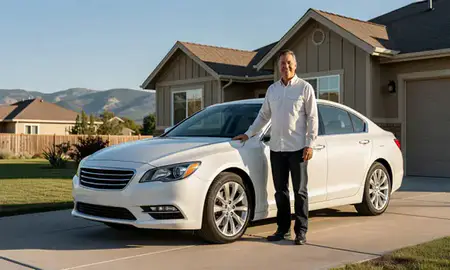 Customer with their delivered car in Missoula, Montana, United States