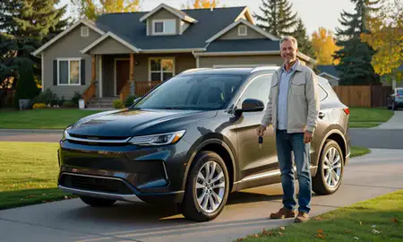 Car delivered to a driveway in Missoula, Montana, United States