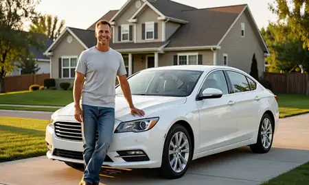 Customer with their delivered car in Orchard Homes, Montana, United States
